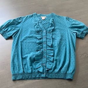 Ruffle Button Down